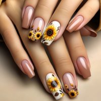 NA093 - Multi-Color Sunflower Nails